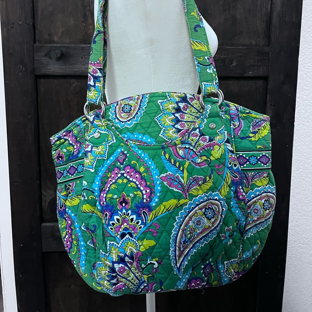 Vera Bradley Green and Purple Paisley Shoulder Bag